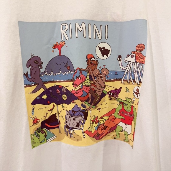 MSGM Mens White Beach Print Cotton Short Sleeve Tshirt Top Size XS NWT - Picture 5 of 9